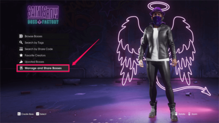 Saints Row - Select Manage and Share Bosses