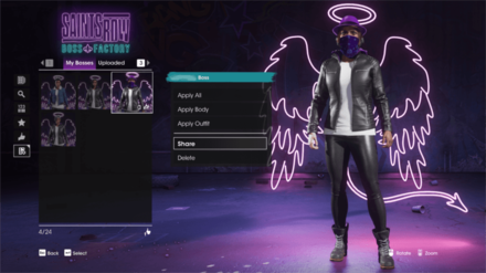 Saints Row - Select the Boss Design to Share