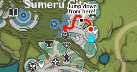 Genshin - Entrance to Fountain Map