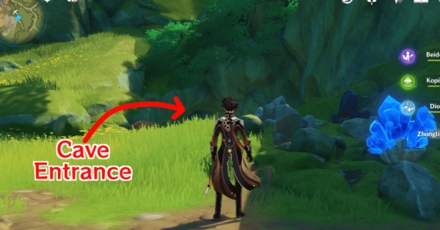 Genshin - How to Get to the Jadeplume Terrorshroom - Cave by some ores