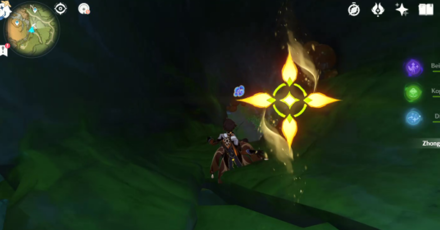 Genshin - How to Get to the Jadeplume Terrorshroom - Fall down a hollow log