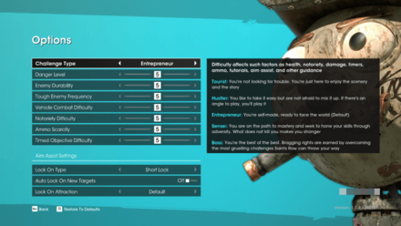 Select from the Different settings