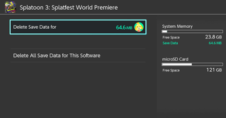 Splatoon 3 - Delete your Saved Data