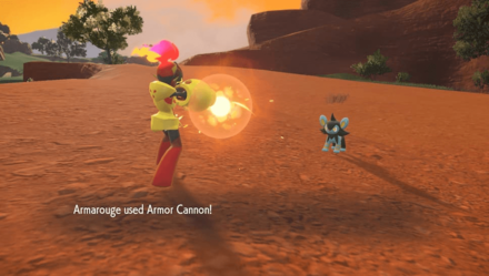 Pokemon Scarlet and Violet SV - Armarogue Using Armor Cannon