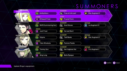 Soul Hackers 2 - Summoner Submenu
