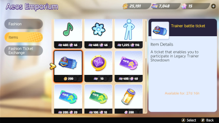 Pokemon UNITE - Trainer Battle Ticket Item Shop
