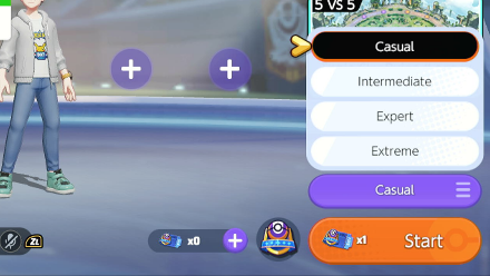 Pokemon UNITE - Legacy Trainer Showdown Difficulty Options