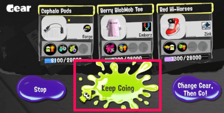 Splatoon 3 Select Keep Going