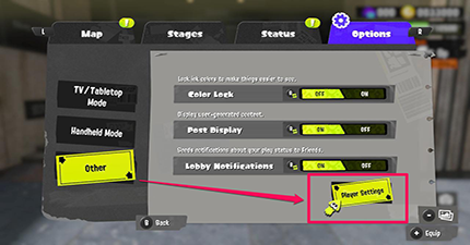Splatoon 3 - Player Settings