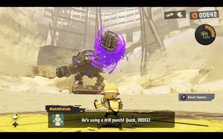 Dodge the drill punch, then attack