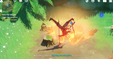 Genshin - Into the Woods Lighting up the Campfire