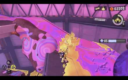 Stick to the side and ink the area to progress