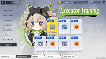 Supply Run Event Rewards Page