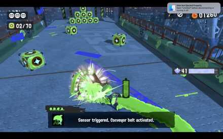 hold down ZR to move quickly while inking and breaking crates