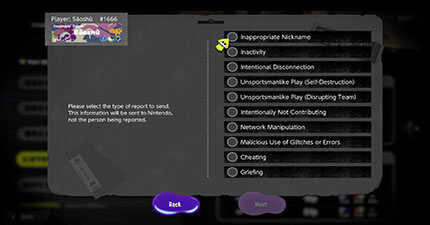 Splatoon 3 - Reason for Reporting