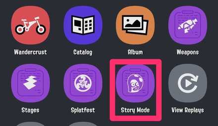 select story mode in the SplatNet 3 app