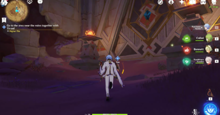 Genshin - Go to the area near the ruins together with Tirzad