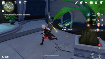 Genshin - Go to the repository west of the Akademiya and talk to Utayba