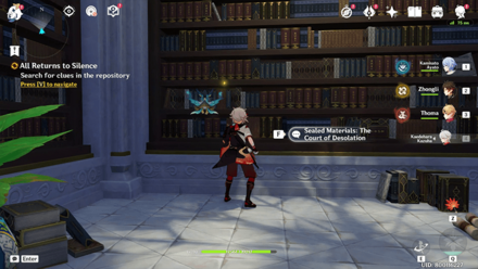 Genshin - Look for shiny part at the bookshelf