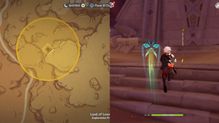 Genshin - Find the ruin with two torches at the entrance to enter the Court of Desolation