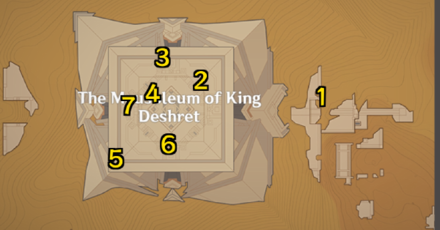 Genshin - The Mausoleum of King Deshret Sacred Seals Map
