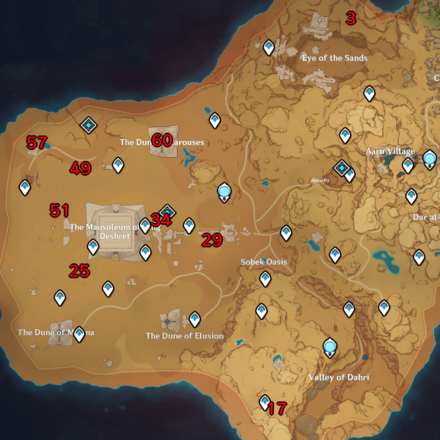 Genshin - Sacred Seal Thunderstrike Great Red Sand Locations