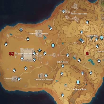 Genshin - Sacred Seal Bird Head Great Red Sand Locations