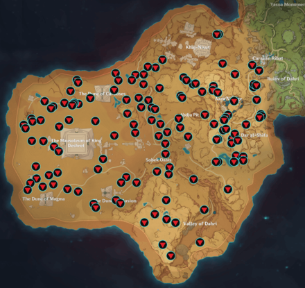 Genshin Impact - Sumeru Desert Desert Fox Location Map