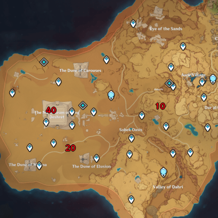 Genshin - Sacred Seal Giant Serpent Great Red Sand Locations