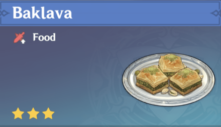 Genshin Impact - How to Get Baklava and Effects