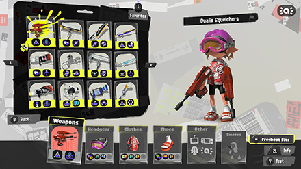 Splatoon 3 - Weapons Menu