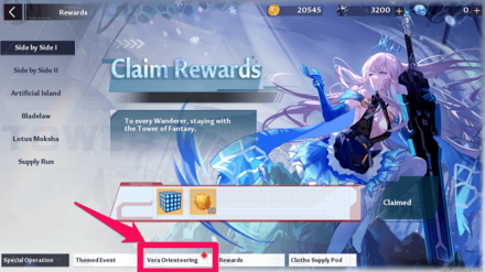 Select Vera Orienteering Tab