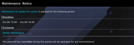 October 6 Maintenance Announcement