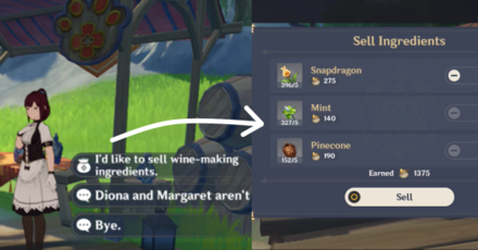 Genshin - How to Play - Secure Funds by Selling Ingredients
