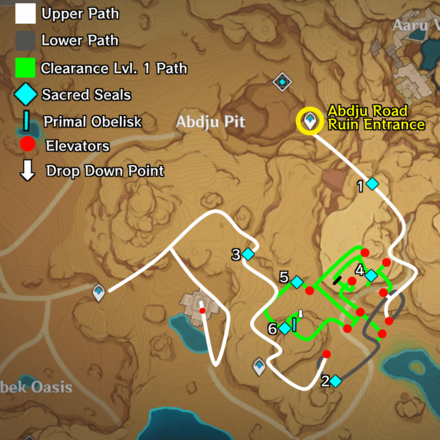 Genshin Abdju Road Map All Sacred Seals