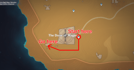 Genshin Impact - Dune of Magma Southwest Ruin Location