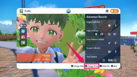 Pokemon Scarlet Violet SV - Change Photo in Profile