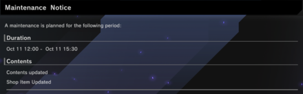 Maintenance Notice - October 11