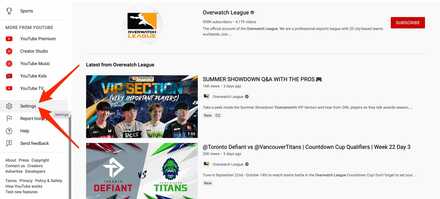 Select Settings Youtube