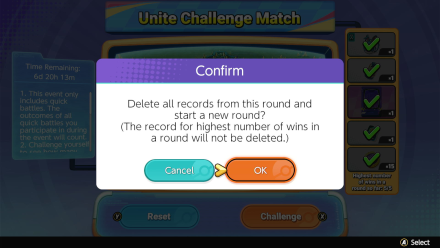 Pokemon UNITE - Unite Challenge Match Reset