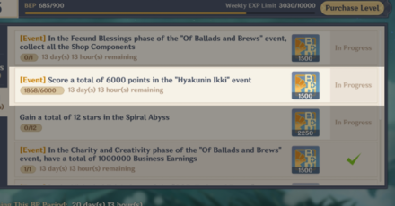 Genshin - Hyakunin Ikki 3.1 - BP Reward