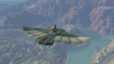 The Legend of Zelda TOTK - Link Riding a Stone Bird