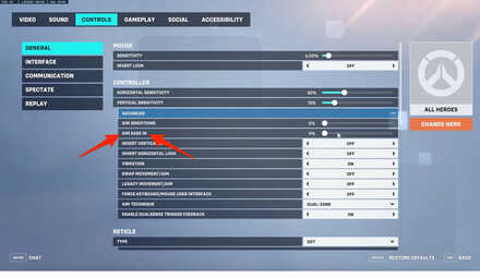 Aim Ease In Setting Overwatch 2