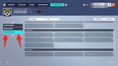 Select Player Titles from Menu Overwatch 2