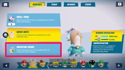 Mario + Rabbids Sparks of Hope Weapon Skins.png