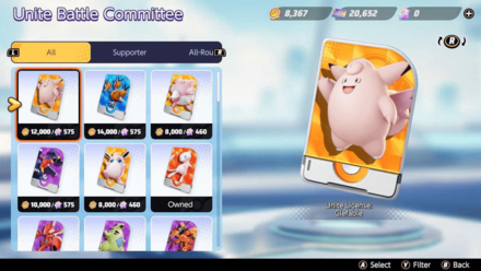 Pokemon UNITE - Clefable License Price in Aeos Coins