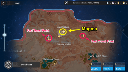 Tower of Fantasy - Magma World Boss Map Location