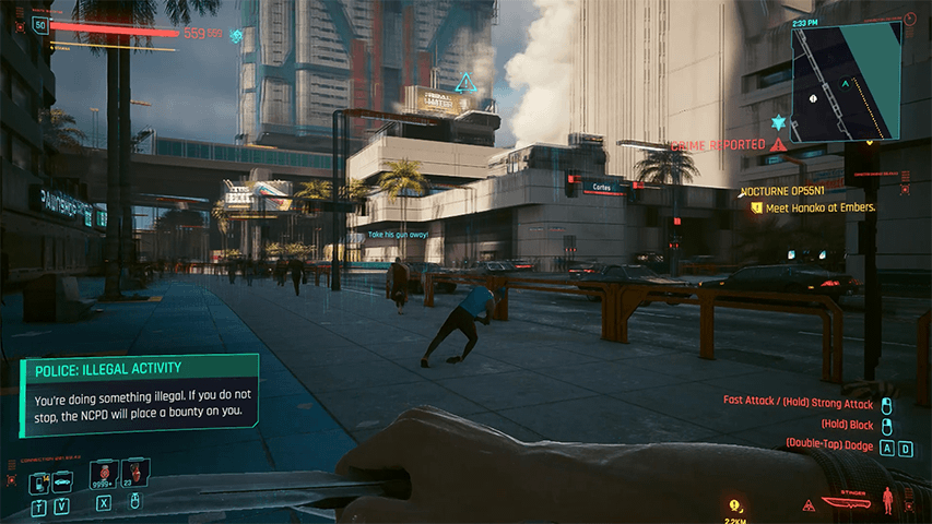 Cyberpunk - illegal activity performed