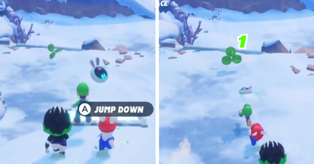 Mario + Rabbids Sparks of Hope - Jump down and run towards the first Green Coin.png