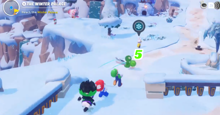 Mario + Rabbids Sparks of Hope - Turn back and go down the stairs to get the final Green Coin.png